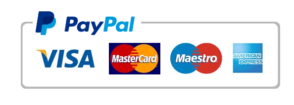 Metodos de pagamento aceites: PayPal, Visa, Mastercard, Maestro, Amex